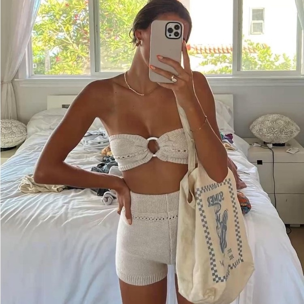 Revolve NWT Delany O Ring Knit Bandeau top and shorts set